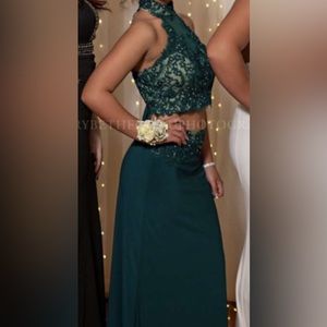 Emerald Green 2piece Prom Dress